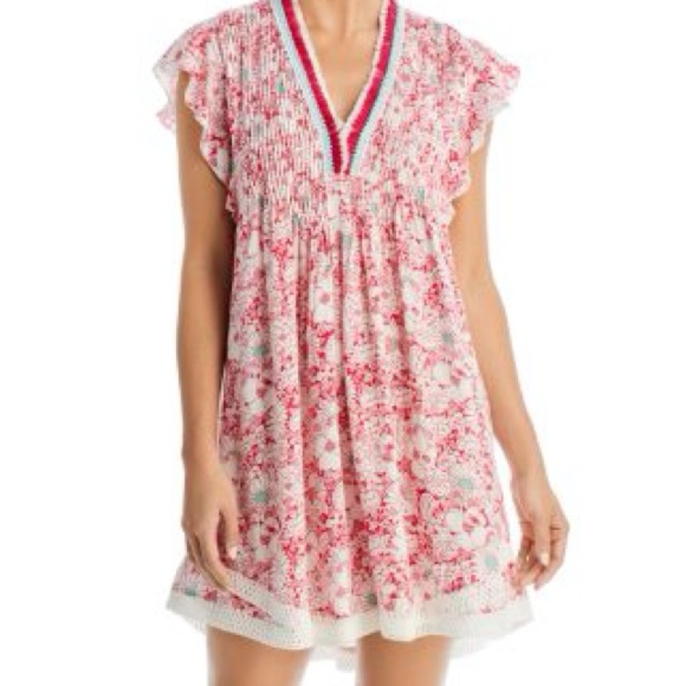 Poupette St. Barth Pink and White Dress/Coverup